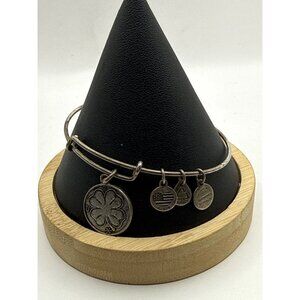 2015 Alex and Ani Silver Tone Charm Bangle Bracelet Clover Charms Expandable